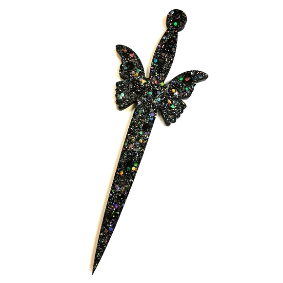 Orgone Butterfly Resin Knife With Shungite & Rose Quartz ~ Orgonite - Picture 1 of 5